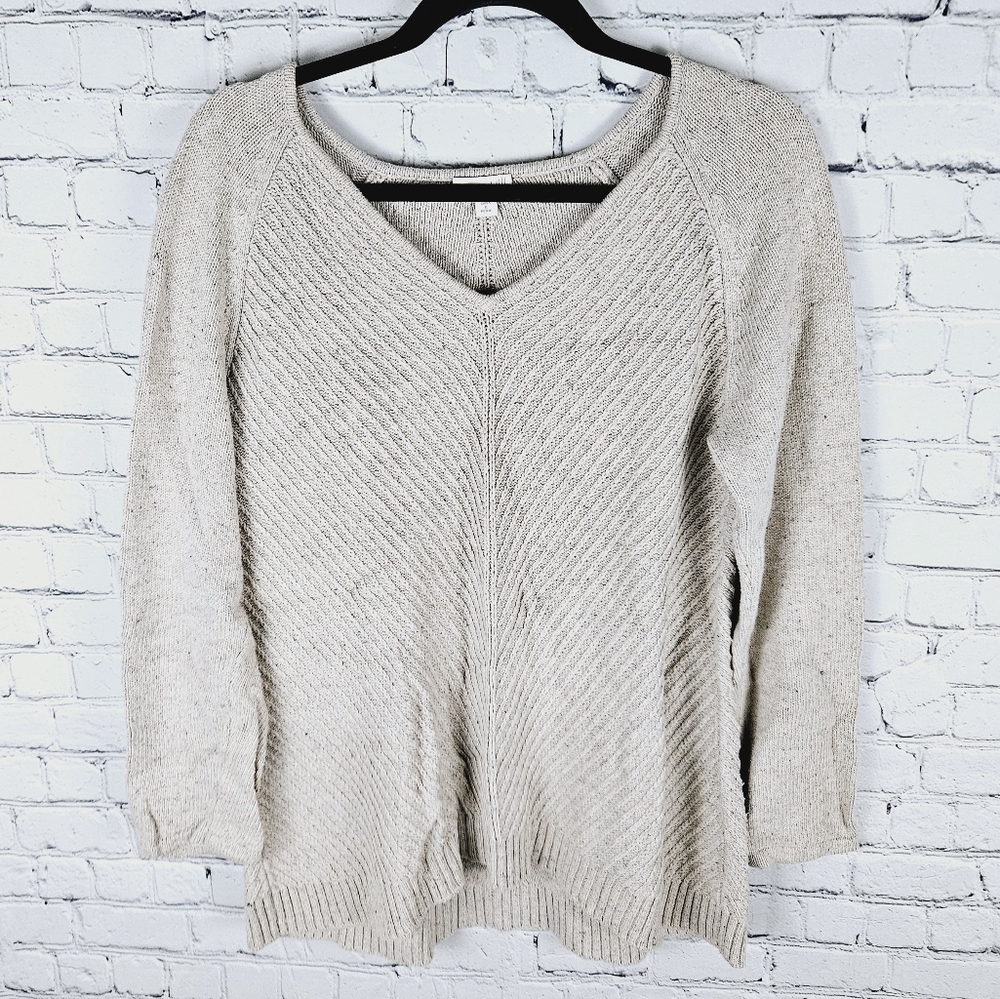J. JILL | cotton linen blend v-neck long sleeve knit sweater